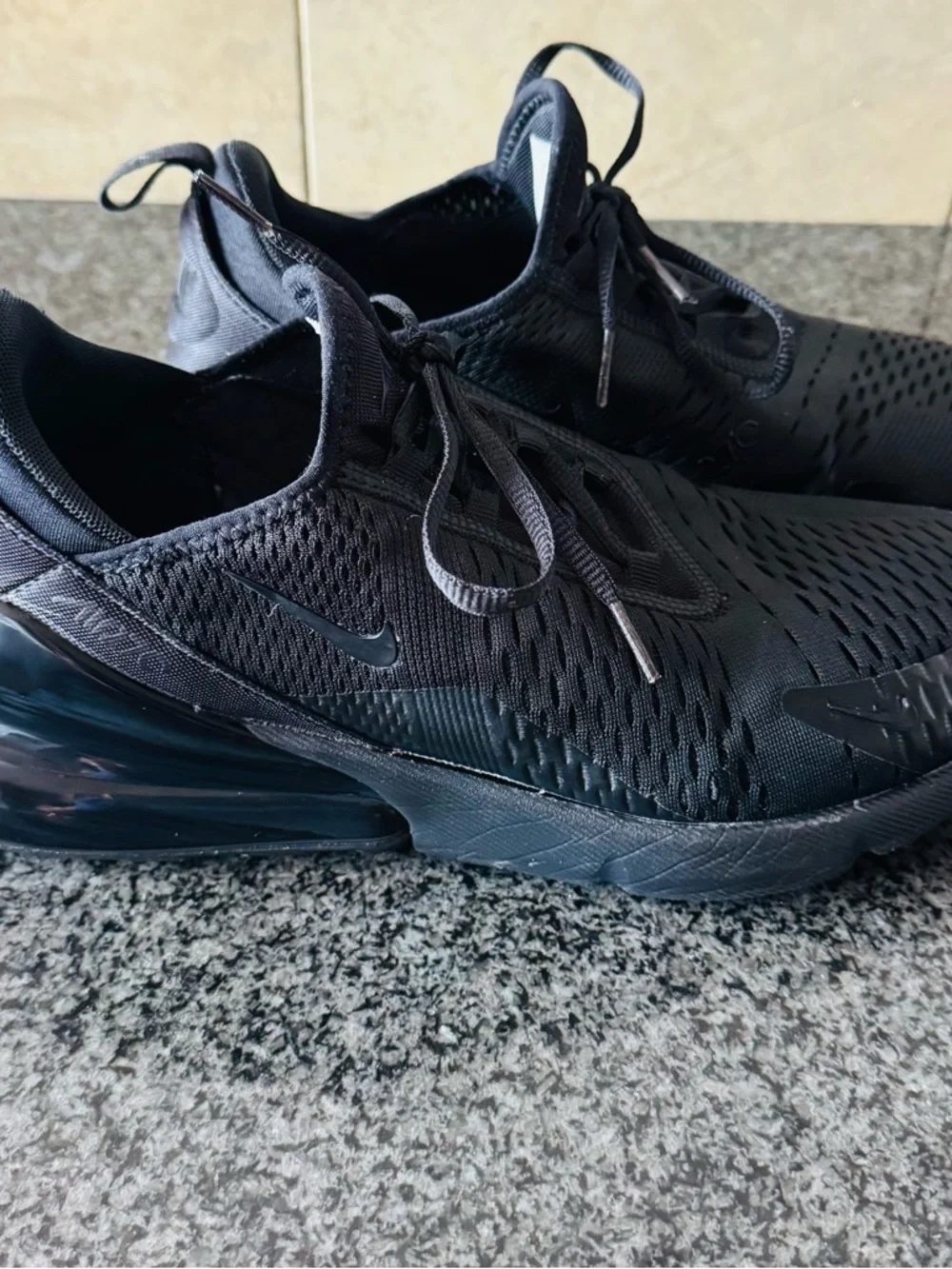 Nike Air Max 270 Triple Black Men's Sneakers - Picture 3 of 5